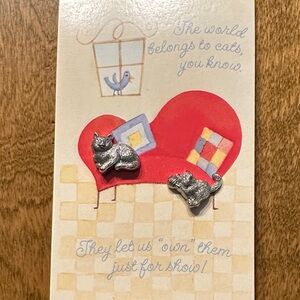 Hallmark Silver Cat Brooch Pair